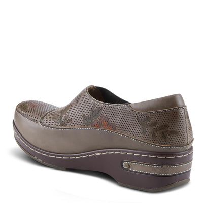 Spring Step L'Artiste Burbank-Flower Women's Bohemian Clogs - Perforated Leather, Artistic Flair, Luxurious Comfort Grey Multi EU 38/ US 7.5-8