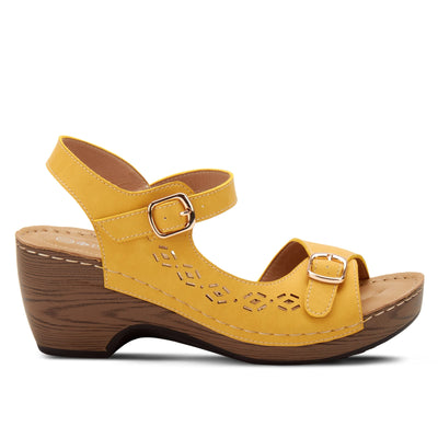PATRIZIA Spring Step Shantay Wedge Sandals for Women - Ladies Sandals with Ankle Strap Buckle Closures - Womens Casuals Sandals for Outdoor - Yellow EU 40 / US 9