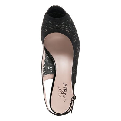 Azura Women's Engagement Heeled Sandal, Black Suede, 9