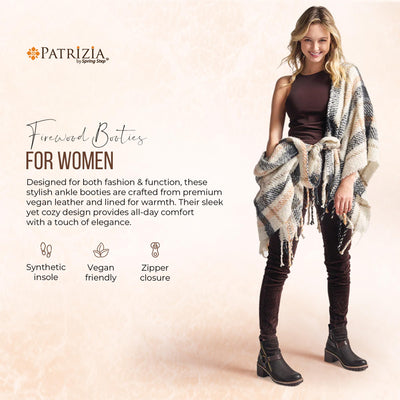 PATRIZIA Spring Step Firewood Booties for Women - Ladies Ankle Boots with Zipper Closure - Vegan Leather Womens Boots for Outdoor - Chocolate Brown EU 36 / US 5.5-6