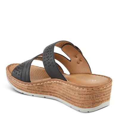 PATRIZIA Women's SHARONDA Asymmetrical Slide Wedge Sandals Black EU 41 / US 9.5-10