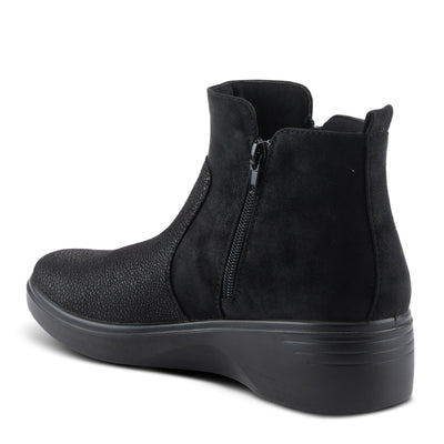 Flexus Women's YANCEY Wedge Booties with Embossed Pattern, Dual Zippers, and Comfortable Fit Black EU 37 / US 6.5-7