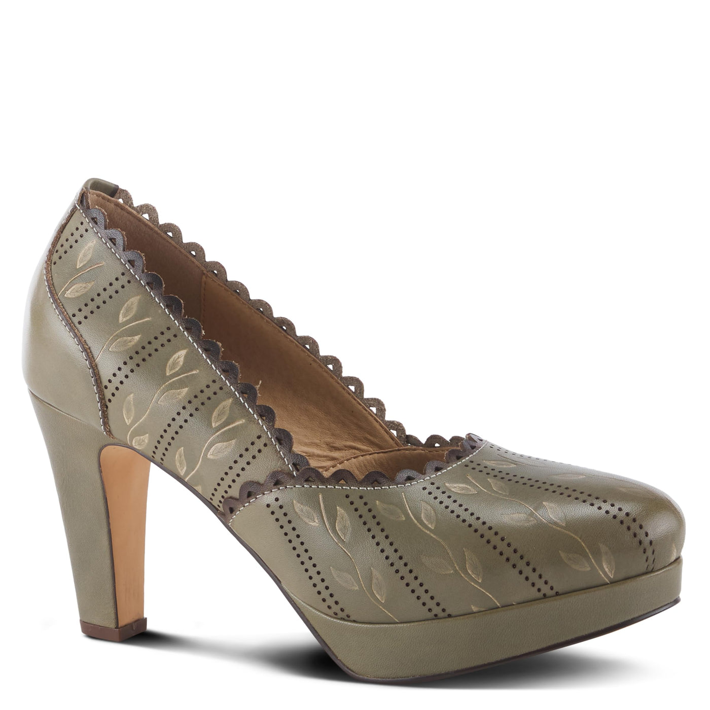 Spring Step L'Artiste Women's Zurisis Leather Heel Olive Green EU 39 / US 8.5
