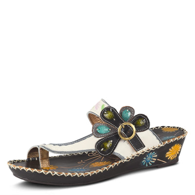 Spring Step L'Artiste Women's SANTORINI Slide Wedge Sandal White EU 38 / US 7.5-8