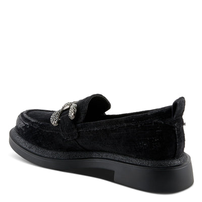 PATRIZIA Women's Marlen Velvet Loafers with Metal Ornamentation, Crystal Details, and Comfortable Fit Black EU 40 / US 9