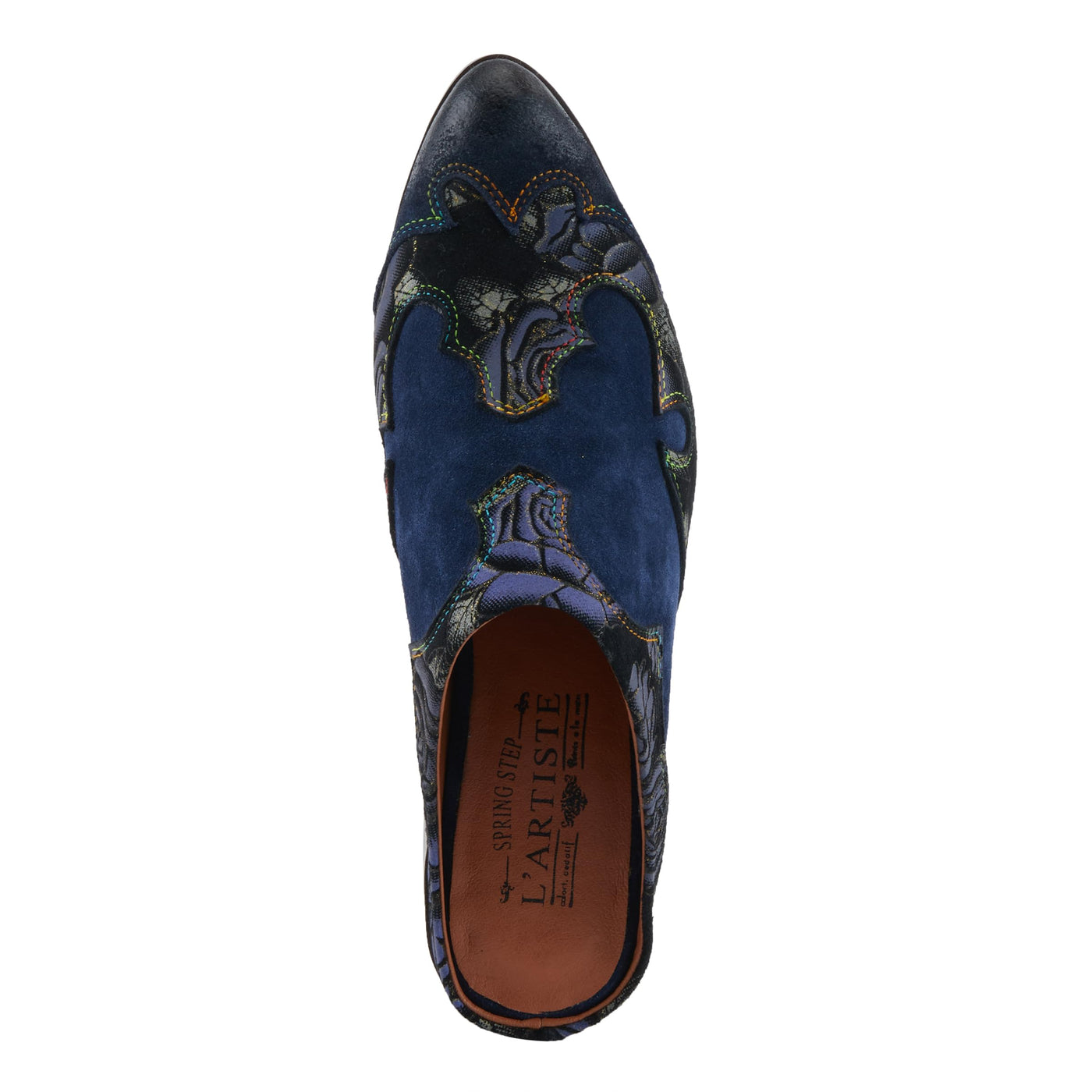 Spring Step L'Artiste Ladyslide-Shine Women's Floral Glitter Slide - Bold Western-Glam Style, Comfortable Statement Shoes Navy Multi EU 40 / US 9