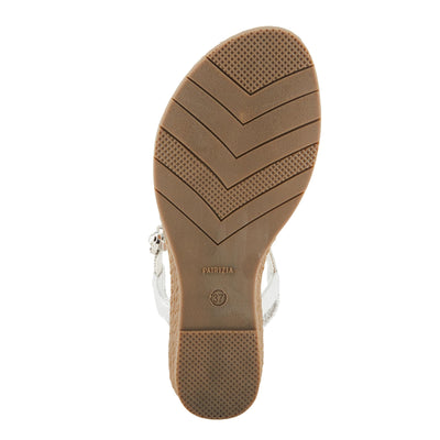 PATRIZIA Women's CHARMER T-Strap Flat Sandals Silver EU 41 / US 9.5-10
