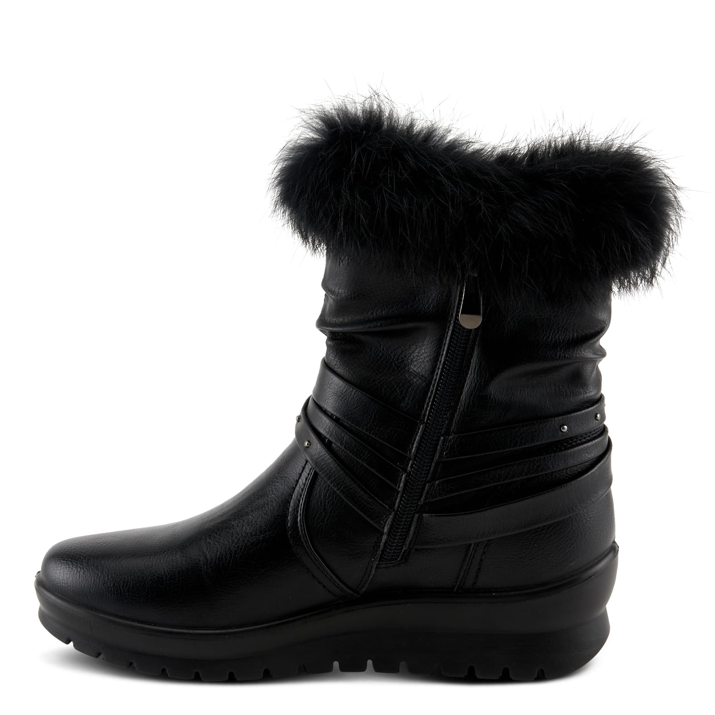 Flexus Women's YAMINA Platform Booties with Faux Fur Shaft, Lug Sole, and Inner Zipper Closure