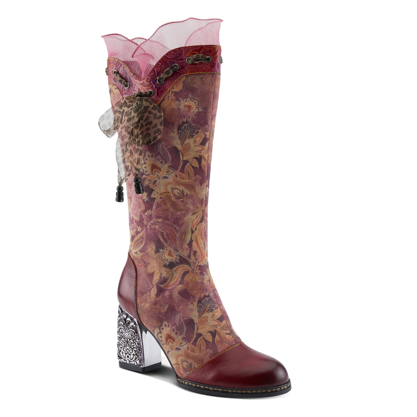 Spring Step L'Artiste Rorria Women's Statement Bootie - Crinoline Details, Cheetah Print Lace, Feminine & Playful Ankle Boots