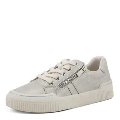 PATRIZIA Women's DARAH Fashion Sneakers with Functional Zipper, Lace Keeper, and Comfortable Fit Silver EU 37 / US 6.5-7