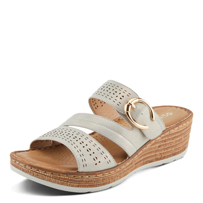 PATRIZIA Women's SHARONDA Asymmetrical Slide Wedge Sandals Silver EU 38 / US 7.5-8