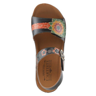 Spring Step L'Artiste Women's Roshni Wedge Sandal Black Multi EU 36 / US 5.5-6