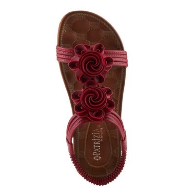 PATRIZIA Spring Step Nectarine Sandals for Womens - Ladies Sandals with Chic Flower Grabbing t-straps - Casuals Womens Sandals with Stretch Back Strap - Red US 6.5-7