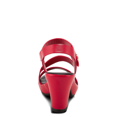 PATRIZIA Spring Step Asymadade Sandals for Women - Low Heel Slip-On Summer Sandals - Ladies Casual Platform Sandal with Hook and Loop - Red EU 42 / US 10.5-11