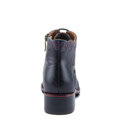 Spring Step L'Artiste Xenia Women's Lace-Up Oxford Bootie - Classic Menswear with Floral Print Shaft Black Multi EU 39 / US 8.5