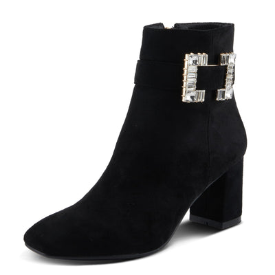 PATRIZIA Women's Tanwyn Classical Boots with Jeweled Ornament and Chunky Heels Black EU 41 / US 9.5-10