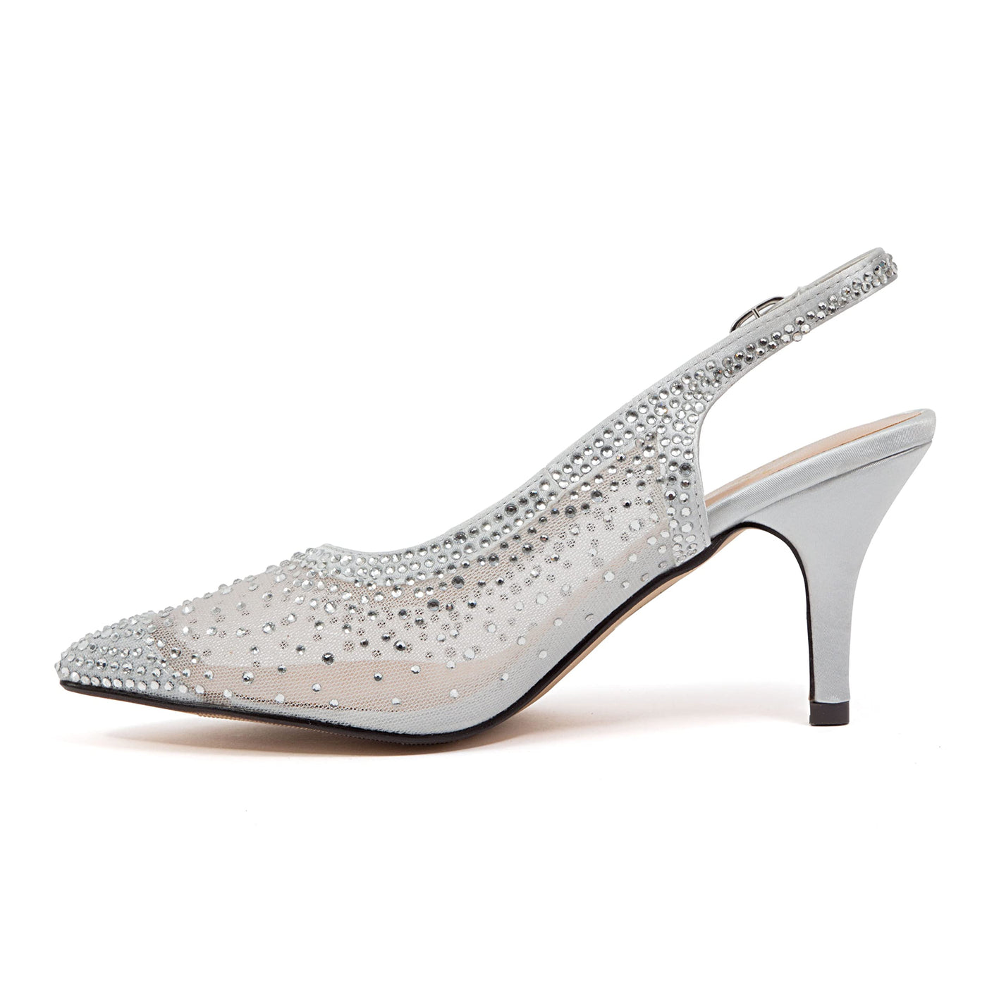 Lady Couture Lola Embellished Pointed Toe Slingback Pump, Silver, 12