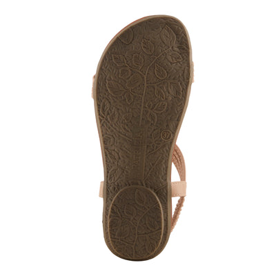 PATRIZIA Spring Step Nectarine Sandals for Womens - Ladies Sandals with Chic Flower Grabbing t-straps - Casuals Womens Sandals with Stretch Back Strap - Beige US 10.5-11