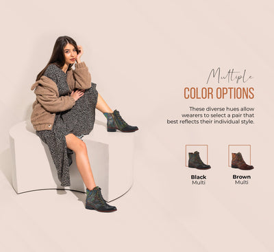 Spring Step L'Artiste Benatar Booties for Women - Ladies Western Bootie with Lace-Up and Zipper - Fasionable Ankle Boots for Womens - Brown Multi EU 39 / US 8.5