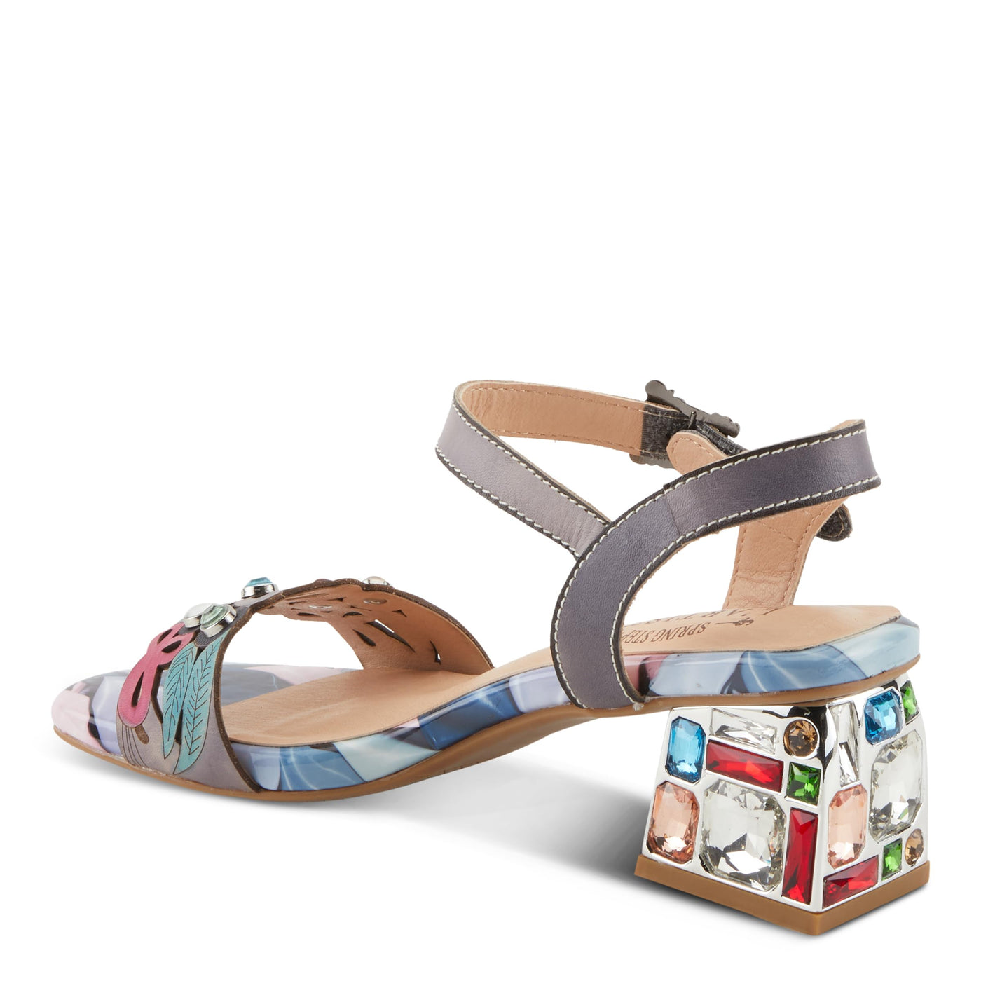 Spring Step L'Artiste Women's ILUMINADA Jewel Heel Sandals - Sparkling Glamour and Sophisticated Comfort Grey Multi EU 35 / US 5