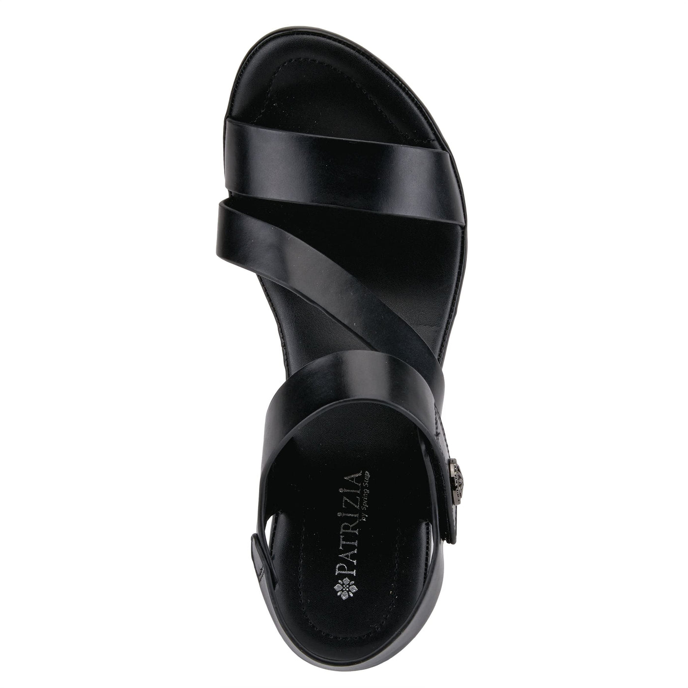 PATRIZIA Spring Step Asymadade Sandals for Women - Low Heel Slip-On Summer Sandals - Ladies Casual Platform Sandal with Hook and Loop - Black EU 42 / US 10.5-11