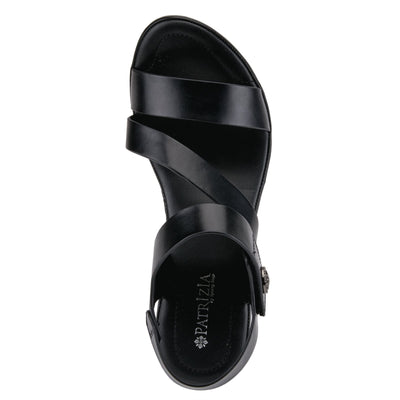 PATRIZIA Spring Step Asymadade Sandals for Women - Low Heel Slip-On Summer Sandals - Ladies Casual Platform Sandal with Hook and Loop - Black EU 42 / US 10.5-11