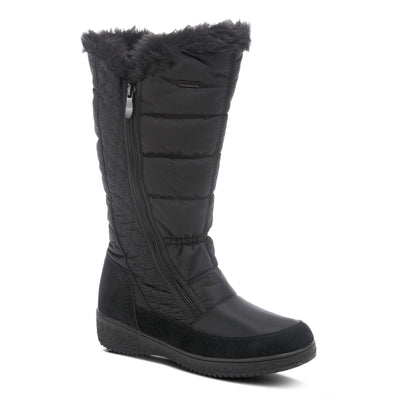 Spring Step Flexus Mireya Tall Boots for Women - Waterproof Nylon Women's Snow Boots - Faux Fur Winter Boots with Side Zipper - Black EU 41 / US 9.5-10