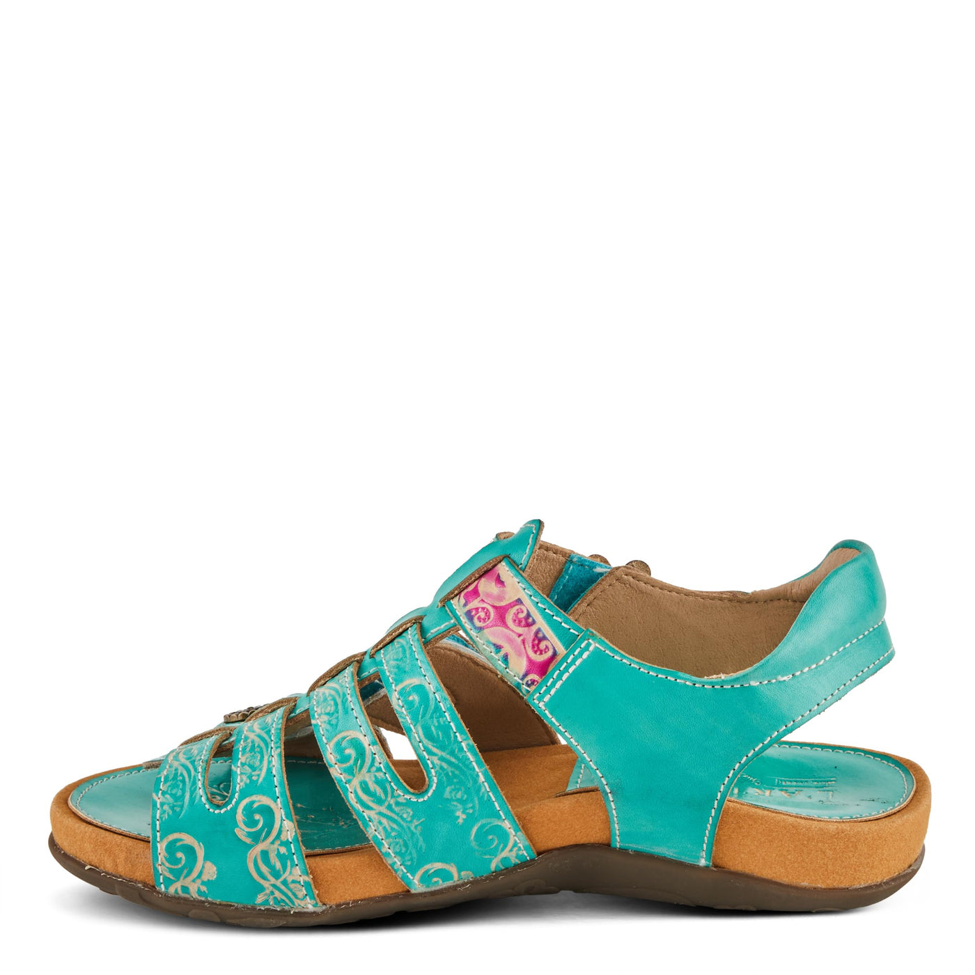 Spring Step L'Artiste Women's ACTIONETTA Artistic Sandals with Multiple Hook and Loop Closures Turquoise Multi EU 40 / US 9