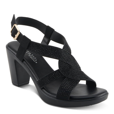 PATRIZIA Women's DRINA Slingback Cross-Over Heeled Sandals Black EU 39 / US 8.5