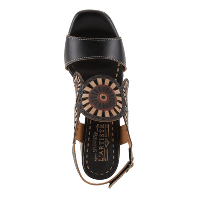 L'Artiste by Spring Step Women's Pinwheel Sandal, Black, 5.5-6