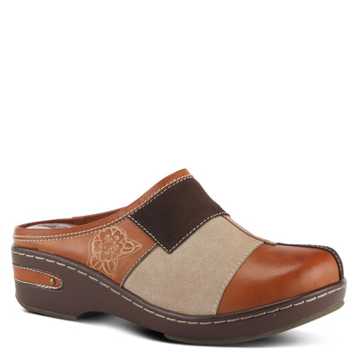Spring Step L'Artiste Women's Woodside Leather Open Back Clog Camel Multi EU 37 / US 6.5-7