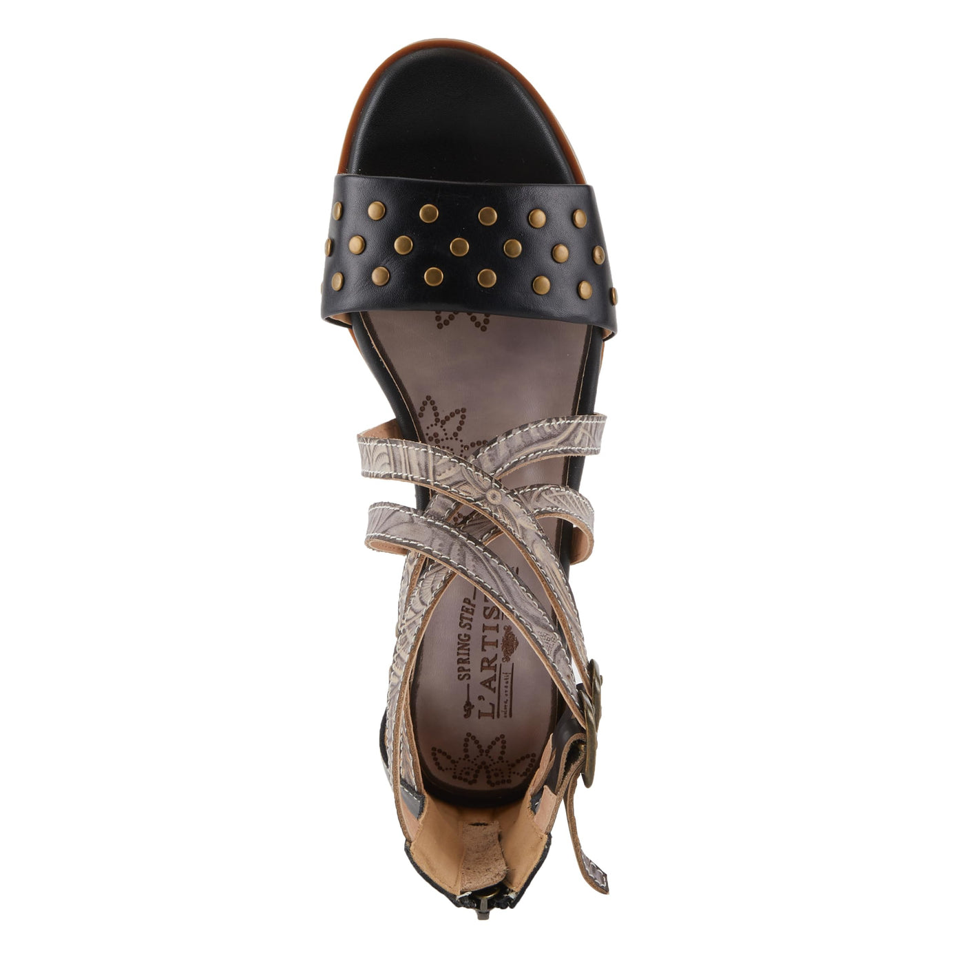 Spring Step L'Artiste Women's Carys High-Energy Stud Detail Sandals - Stylish, Snug Fit for Adventures Black EU 42 / US 10.5-11