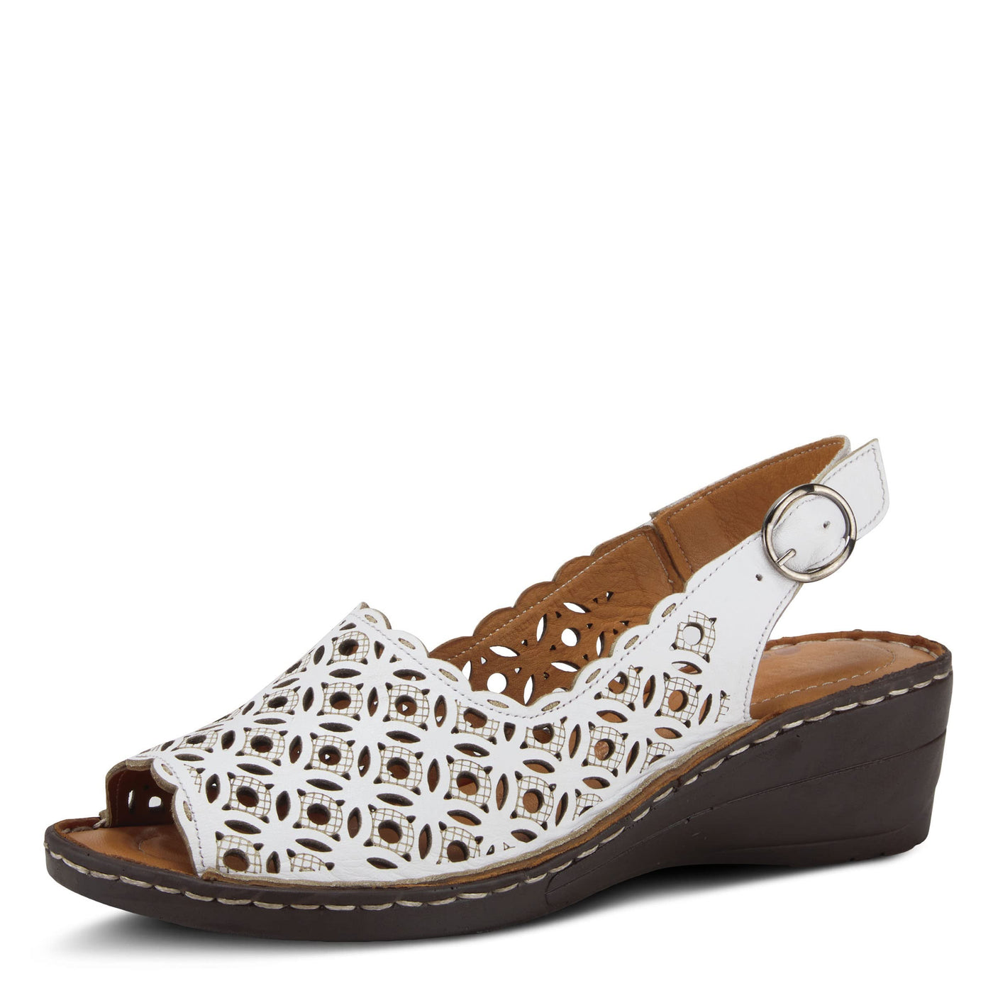 Spring Step Women's Belizana Wedge Sandal, White Leather, 7.5-8