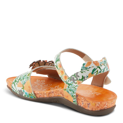 Spring Step L'Artiste Women's GLADYSTEE Leather Padded Sandals - Vibrant Hand-Painted Floral Design, Adjustable Fit