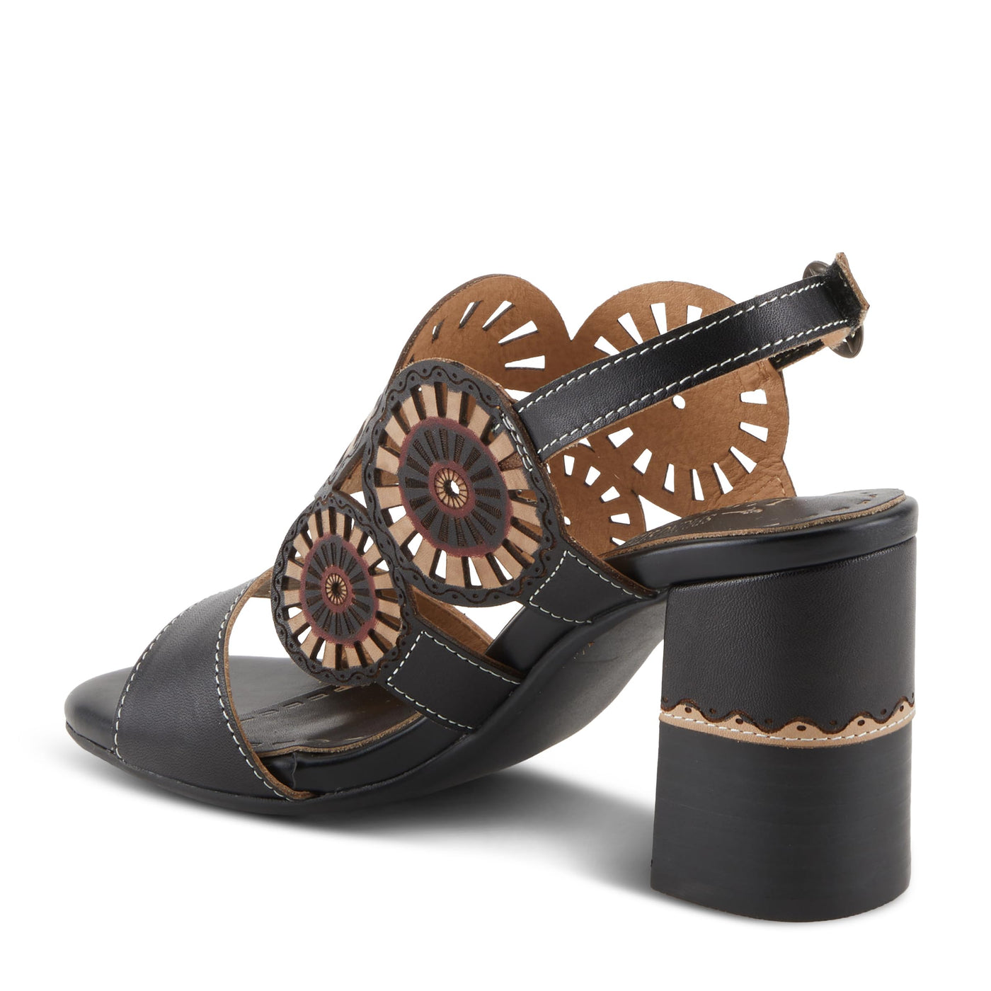 L'Artiste by Spring Step Women's Pinwheel Sandal, Black, 5