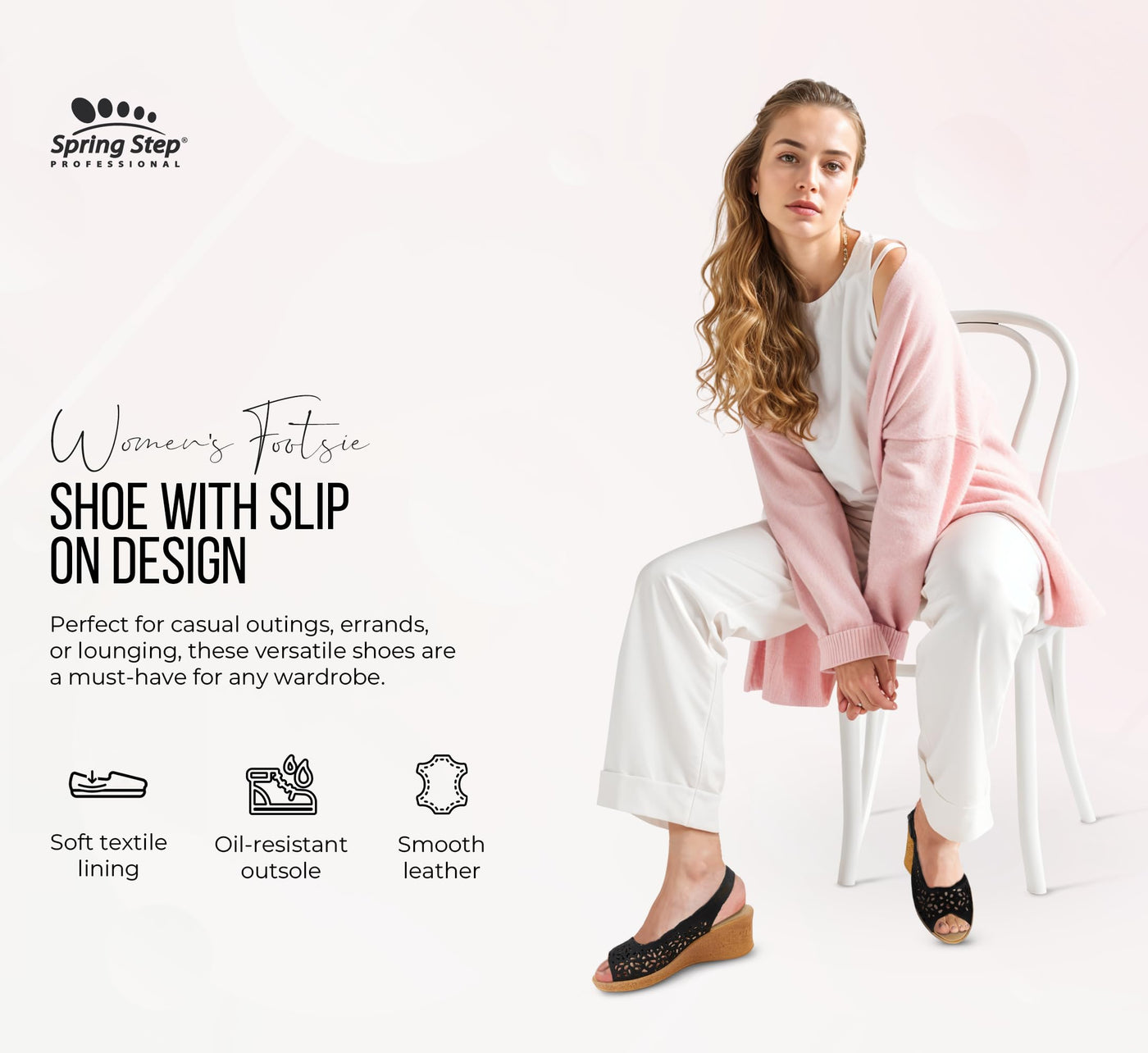 Spring Step Footsie Slip On Women's Shoe | Geometric Laser Cut Detail Shoes for Women