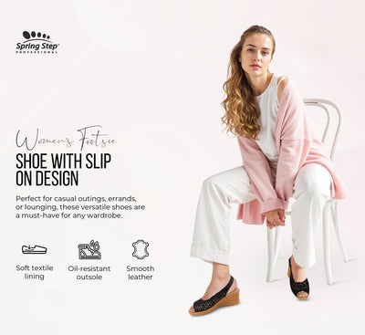 Spring Step Footsie Slip On Women's Shoe | Geometric Laser Cut Detail Shoes for Women