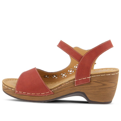 PATRIZIA Spring Step Shantay Wedge Sandals for Women - Ladies Sandals with Ankle Strap Buckle Closures - Womens Casuals Sandals for Outdoor - Dark Red EU 40 / US 9