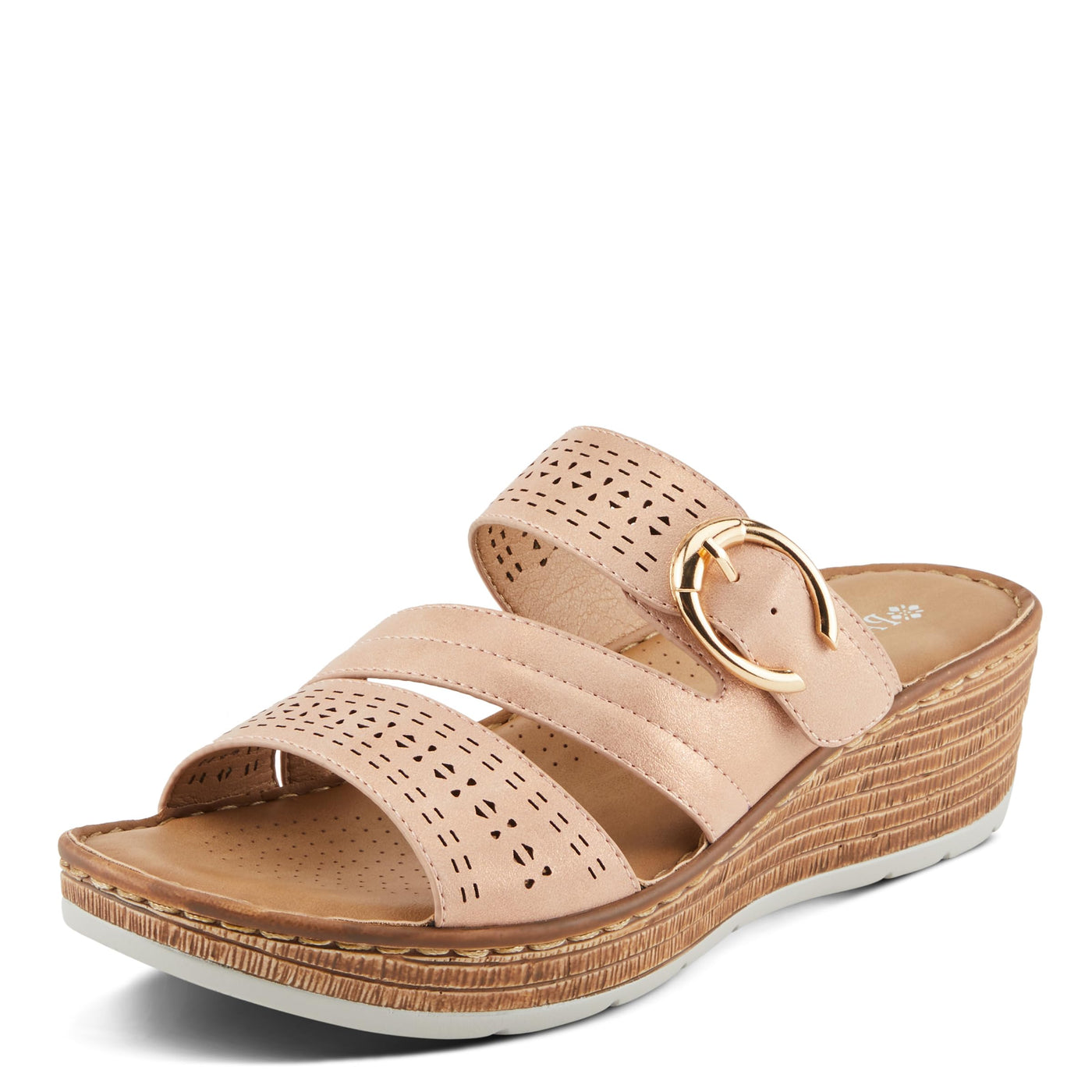 PATRIZIA Women's SHARONDA Asymmetrical Slide Wedge Sandals Blush Metallic EU 40 / US 9