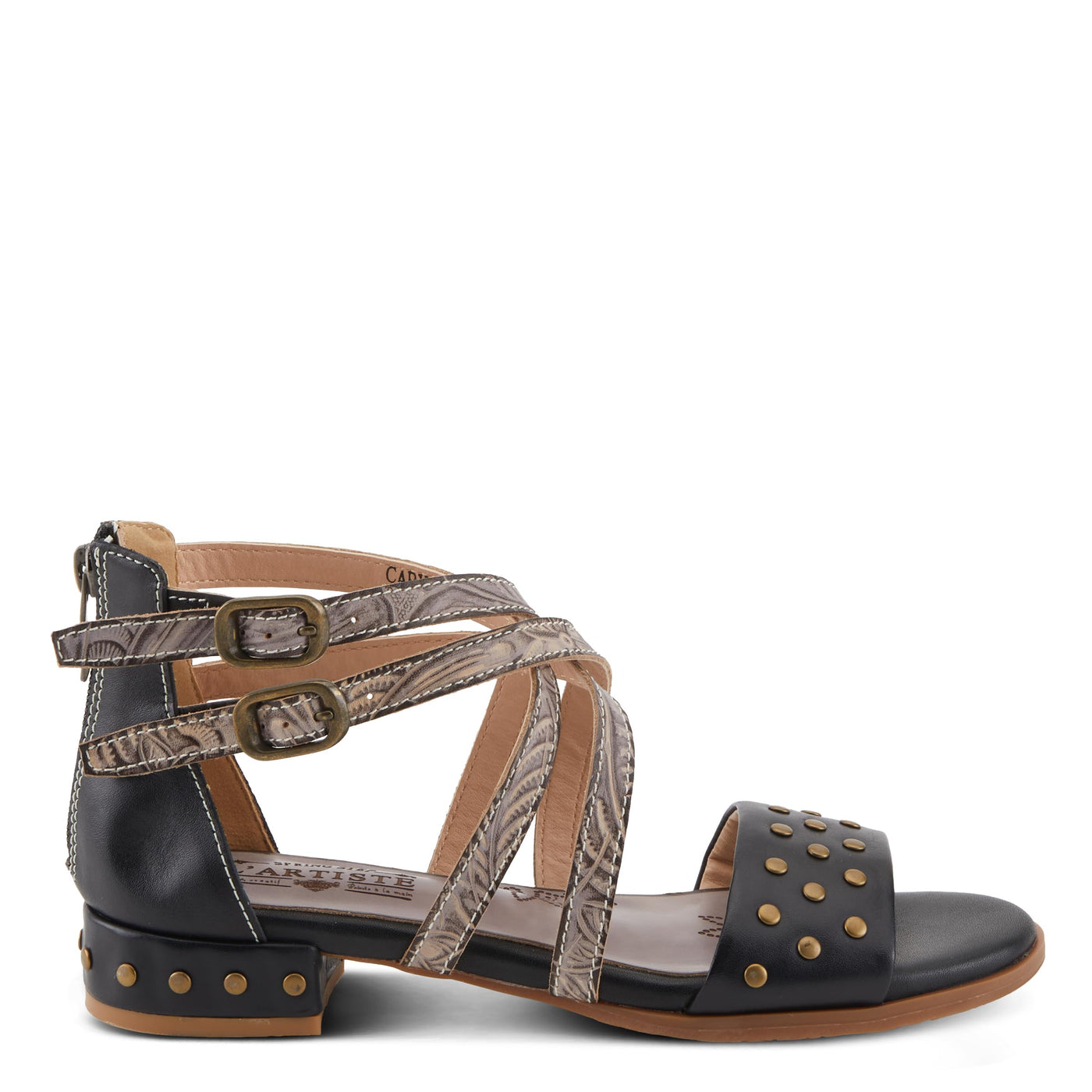 Spring Step L'Artiste Women's Carys High-Energy Stud Detail Sandals - Stylish, Snug Fit for Adventures Black EU 42 / US 10.5-11