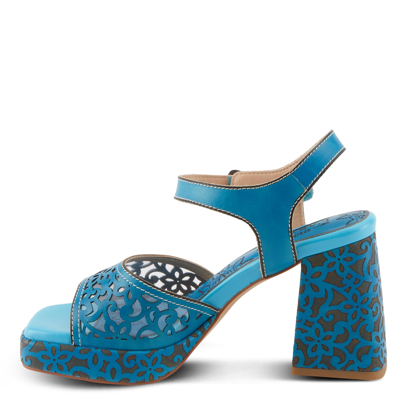 Spring Step L'Artiste Women's SAVYCHIC Platform Sandals - Open Toe, Leather and Mesh, Hook and Loop Closure Turquoise EU 36 / US 5.5-6