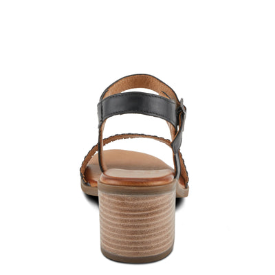 Spring Step NIFONA Women's Embossed Leather Sandals with Cushioned Footbed and Stacked Heel