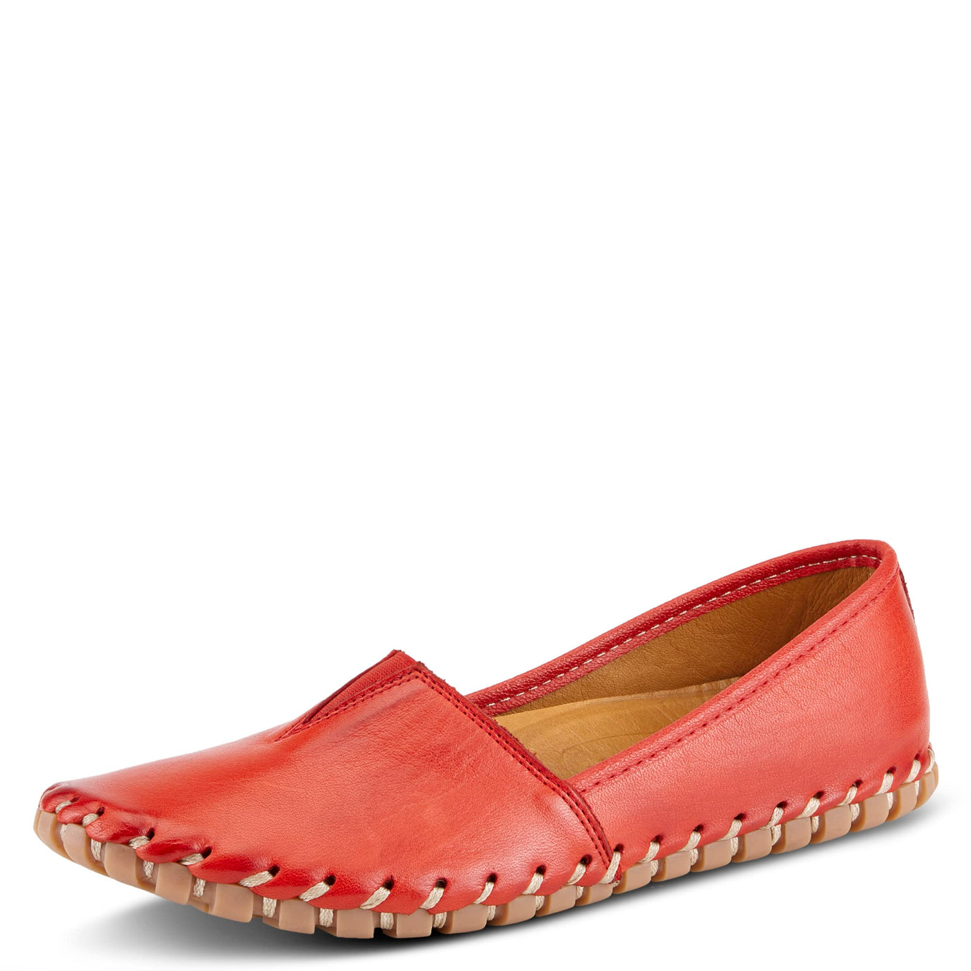 Spring Step Kathaleta Shoes for Women - Ladies Slip-On Shoes with Rubber Outsole - Comfortable Leather Shoes for Womens - Red EU 40 / US 9