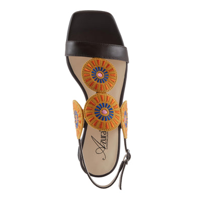 Azura Women's BROIDER Buckle Sandals - Leather Upper, Cushioned Footbed, Adjustable Slingback CHOCOLATE MULTI EU 39 / US 8.5