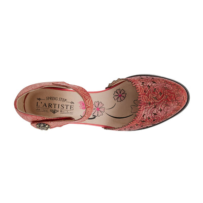 Spring Step L'Artiste Visionary Pump Shoes for Women | French Inspired Hand Painted Leather D'Orsay High Heels for Women with Ankle Strap Red EU 36 / US 5.5-6