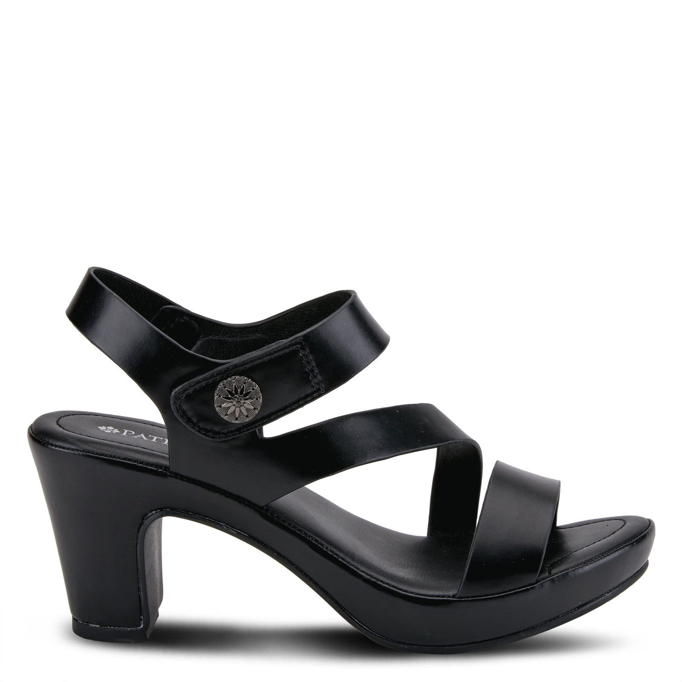 PATRIZIA Spring Step Asymadade Sandals for Women - Low Heel Slip-On Summer Sandals - Ladies Casual Platform Sandal with Hook and Loop - Black EU 41 / US 9.5-10