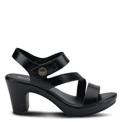 PATRIZIA Spring Step Asymadade Sandals for Women - Low Heel Slip-On Summer Sandals - Ladies Casual Platform Sandal with Hook and Loop - Black EU 41 / US 9.5-10