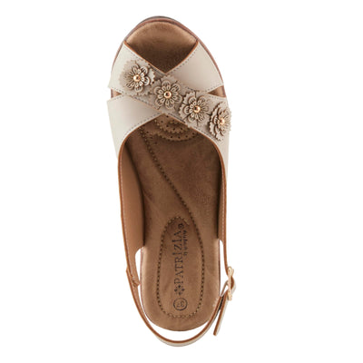 PATRIZIA Women's ADDISYN Buckle Sandals - Floral Stud Embellishments, Adjustable Fit, Faux Wood Heel LIGHT GREY EU 39 / US 8.5