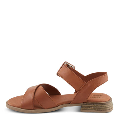 Spring Step PIDAE Women's Leather City Sandals with Crisscross Upper and Decorative Buckle Olive Green EU 41 / US 9.5-10