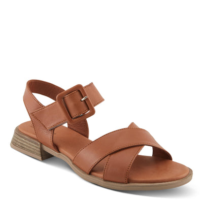 Spring Step PIDAE Women's Leather City Sandals with Crisscross Upper and Decorative Buckle Black EU 38 / US 7.5-8